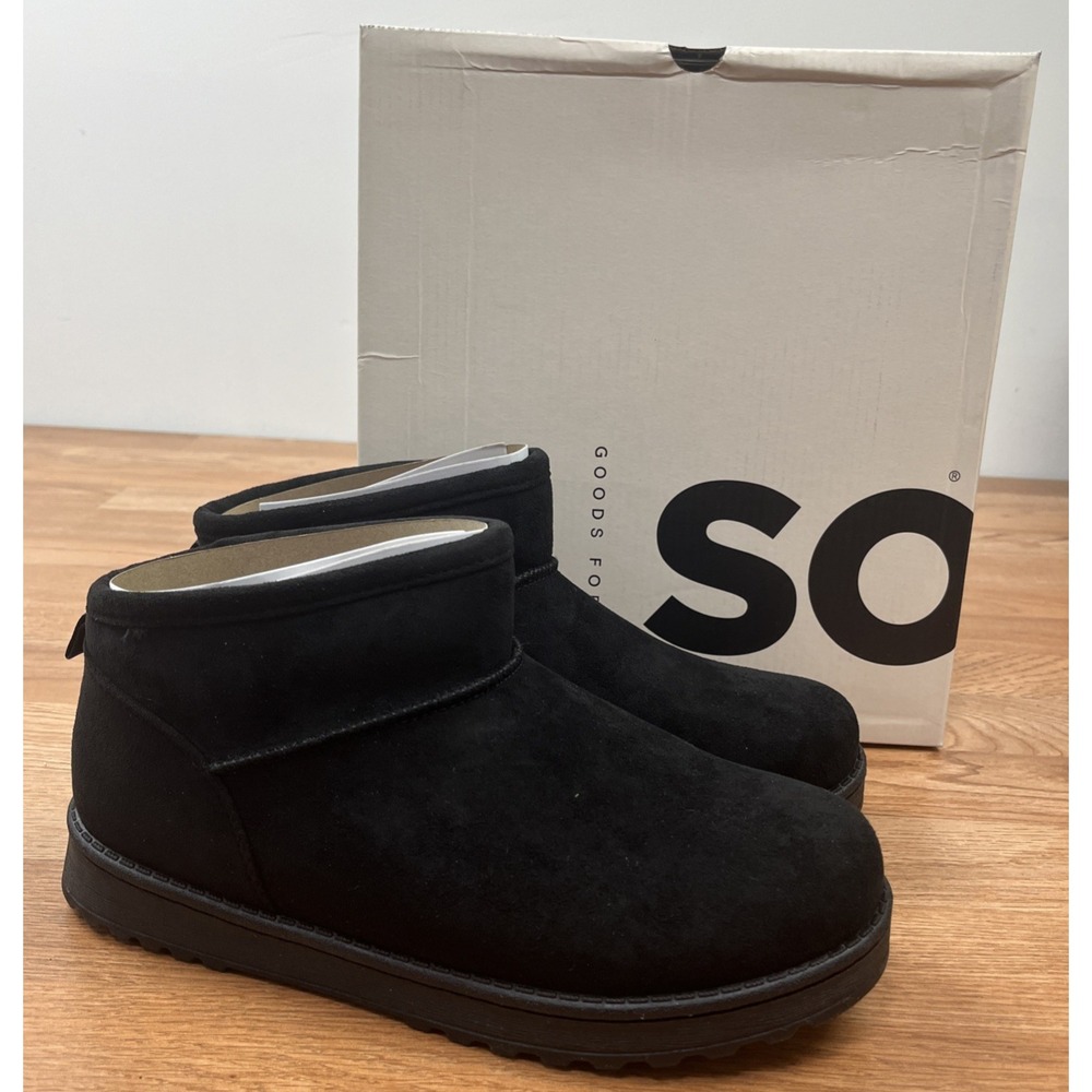SO Lupita Black  Booties Boots Faux Suede & Fur Mini Boots Women's Size 9. 5 NEW